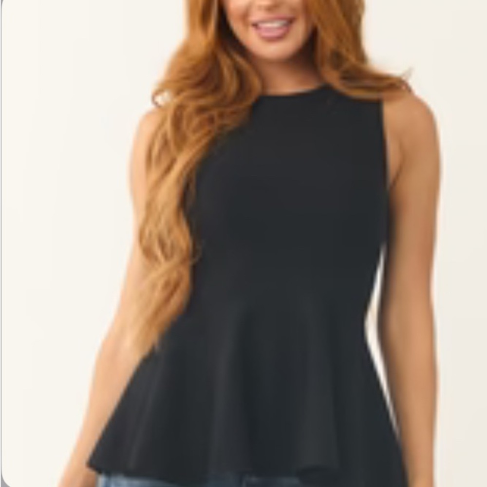 Chic Black Sleeveless Peplum Top